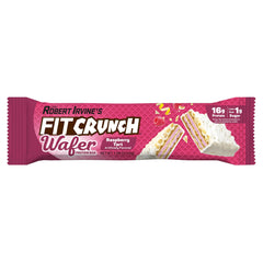 Wrapped Fit Crunch Raspberry Tart Bar beside water convenient on the go protein