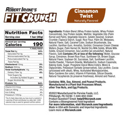 FitCRUNCH Cinnamon Twist six-layer baked bar shot highlights crunchy protein crisps and indulgent flavor.