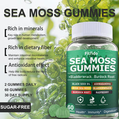 Ingredient scene for Fitfido gummies featuring bladderwrack and burdock