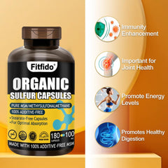 Fitfido MSM Capsules label confirms non-GMO and gluten-free formula.