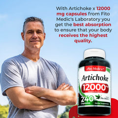 FITO MEDIC'S Artichoke Extract capsules poured into a glass for daily use.