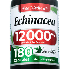 FITO MEDIC'S echinacea leaf bottle highlights 600 mg extract per serving for immune support.