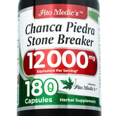 Fitomedics Chanca Piedra capsules bottle, 180-count, ideal for daily supplement routine.
