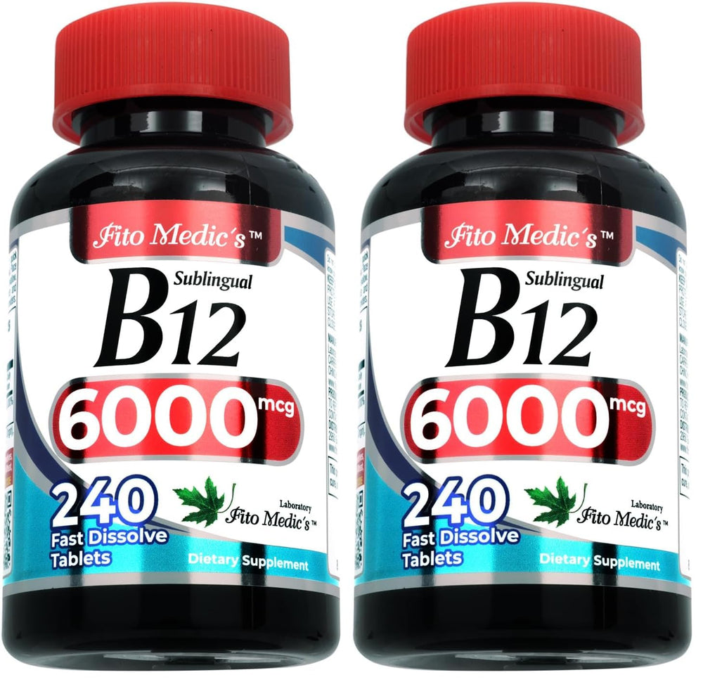 Fito Medic's Vitamin B12 Sublingual bottle front highlighting fast absorption