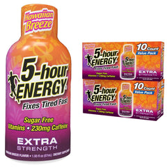 Five-hour Energy Hawaiian Breeze bottle offers on-the-go, zero calorie energy.