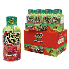 Five-hour Energy Apple Bash gamer shot on desk boosts focus during late-night gaming.