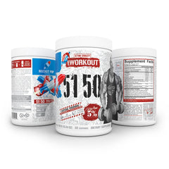 Five Percent Rich Piana 5150 label close-up highlighting flavor and caffeine blend.