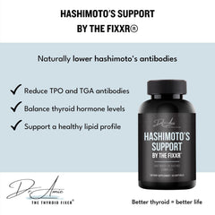 Fixxr Hashimoto's Support label close-up highlighting high-quality USA-made formula.