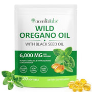 Flasture Oil of Oregano softgels bottle showing 6000mg preparation for immune support
