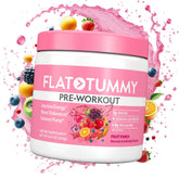 Flat Tummy Pre Workout Women bottle with Watermelon flavor boosts energy for workouts.