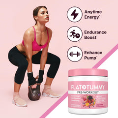 Flat Tummy Pre Workout Women scoop shown for easy measuring before training.