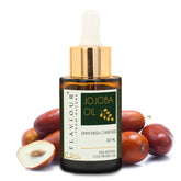 Flaviour Golden Jojoba Oil bottle showcasing pure cold-pressed formula for hydration