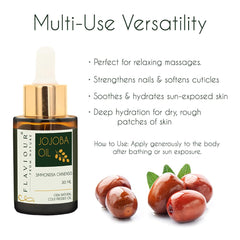 Flaviour Jojoba Oil on skin provides lasting hydration across types