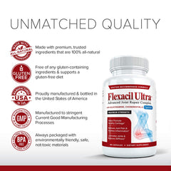 Flexacil Ultra packaging box featuring 60 capsules and gluten-free claim