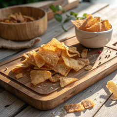 Gluten-free badge visible on Flock chips package for gluten-free snacking.