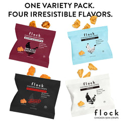flock keto chicken skin chips hattie-b-hot bag conveys bold heat with clean ingredients