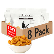 Flock Keto Chicken Skin Chips Original Pack: ultra-crispy, high-protein snack for keto meals.
