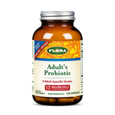 Flora Adults Probiotic bottle supports daily gut balance and convenient supplementation.