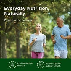 Flora Flax Seed Oil pour-spout image for easy daily omega-3 drizzle.