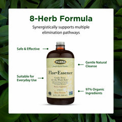 Kelp strands highlight the organic blend in Flora Flor Essence bottle for depth.