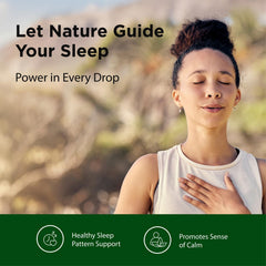 Flora Sleep Essence herbal blend in glass emphasizes lavender and chamomile aroma