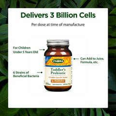 Flora toddler probiotic powder being scooped for daily serving