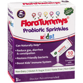 FloraTummys Probiotic Sprinkles box front for travel-ready gut support.