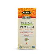 Flora Udo's Choice Omega 3-6-9 bottle in a kitchen shelf, ready for daily use