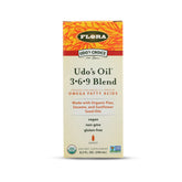 Flora Udo's Omega 369 bottle label highlighting organic oils