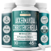 FloraBliss bottle front label showing 90 capsules for daily gut support.