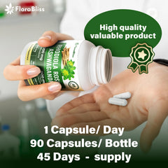 FloraBliss Holy Basil bottle on table for balanced mood
