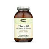 FloraSil 180 veg capsules bottle showing vegan silica support for hair, skin, and nails