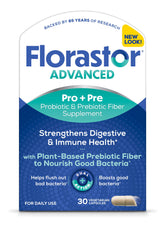 Florastor Select Pro+ bottle and capsules for daily digestive balance and immune support