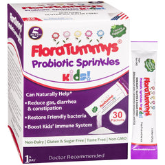 FloraTummys Kids taste-free packets for easy sprinkle in foods