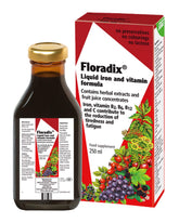 Floravital liquid iron bottle pour for easy, daily dosing.
