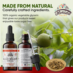 Florida Herbs Black Walnut Tincture label close-up shows organic quality.