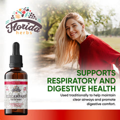 Florida Herbs Elecampane tincture front label showing organic ingredients