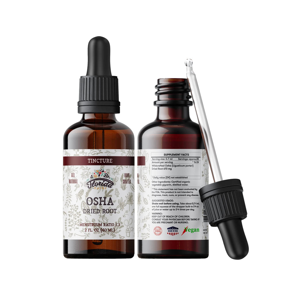 Florida Herbs OSHA Root bottle close-up showing respiratory support