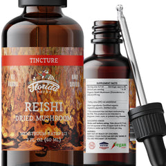 Florida Herbs Reishi tincture bottle highlighting premium organic extract.