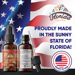 Florida Herbs Reishi tincture bottle label shows glycerin base for smooth dosing.