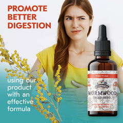 Florida Herbs Wormwood tincture drops pouring, demonstrating easy dosing for daily use.