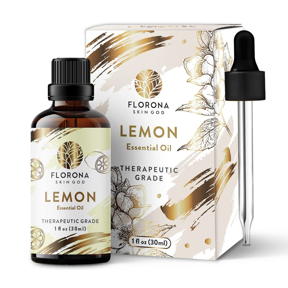 Florona Lemon essential oil bottle with pure citrus aroma for diffusers and skincare