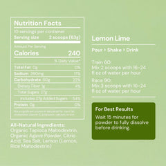 Label close-up of Flow Formulas Lemon Lime Endurance Drink Mix showing allergen-free formula