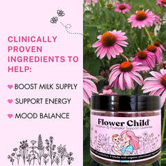 Flower Child gummies closeup highlights vegan lactation formula for mom and baby
