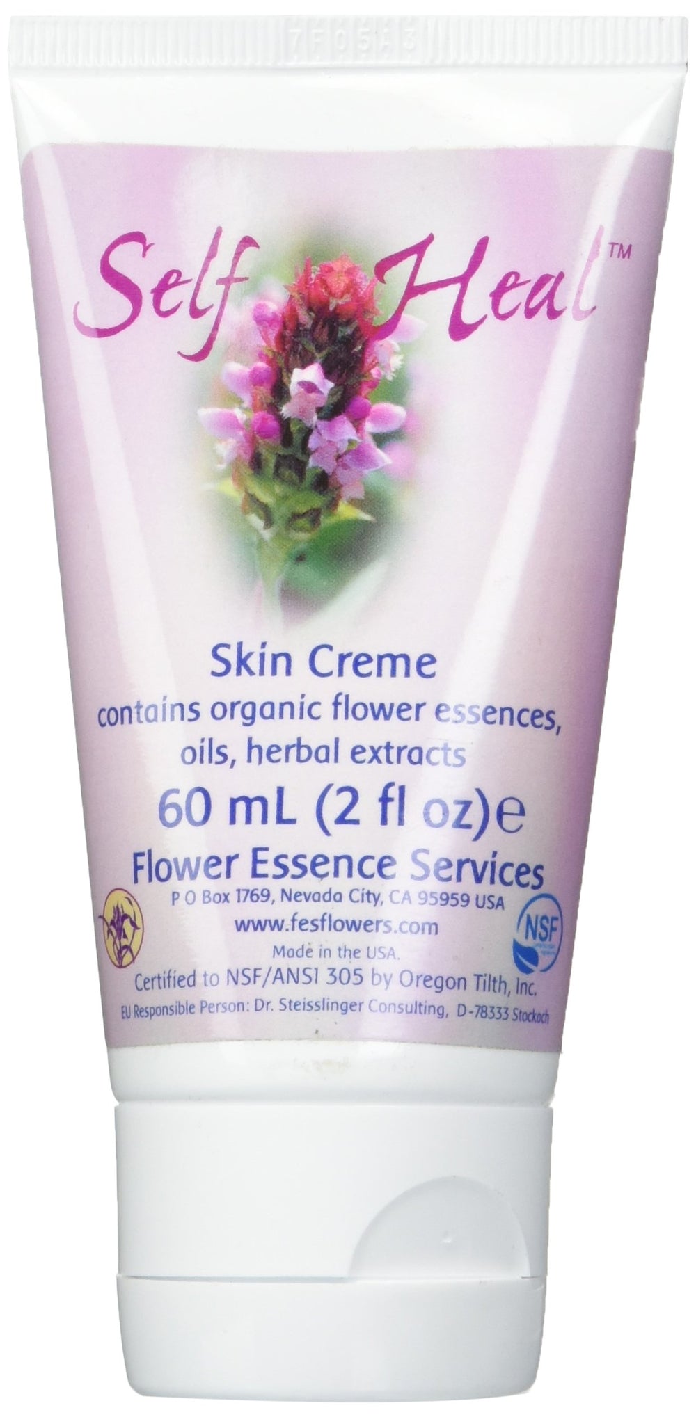 Flower Essence Services Self-Heal Cream bottle close-up for daily skin comfort