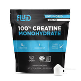 Fluid Creatine unflavored powder in a jar, easy to dissolve in beverages for daily use.