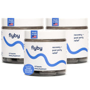 Flyby Recovery DHM bottle; post-night-out renewal option.