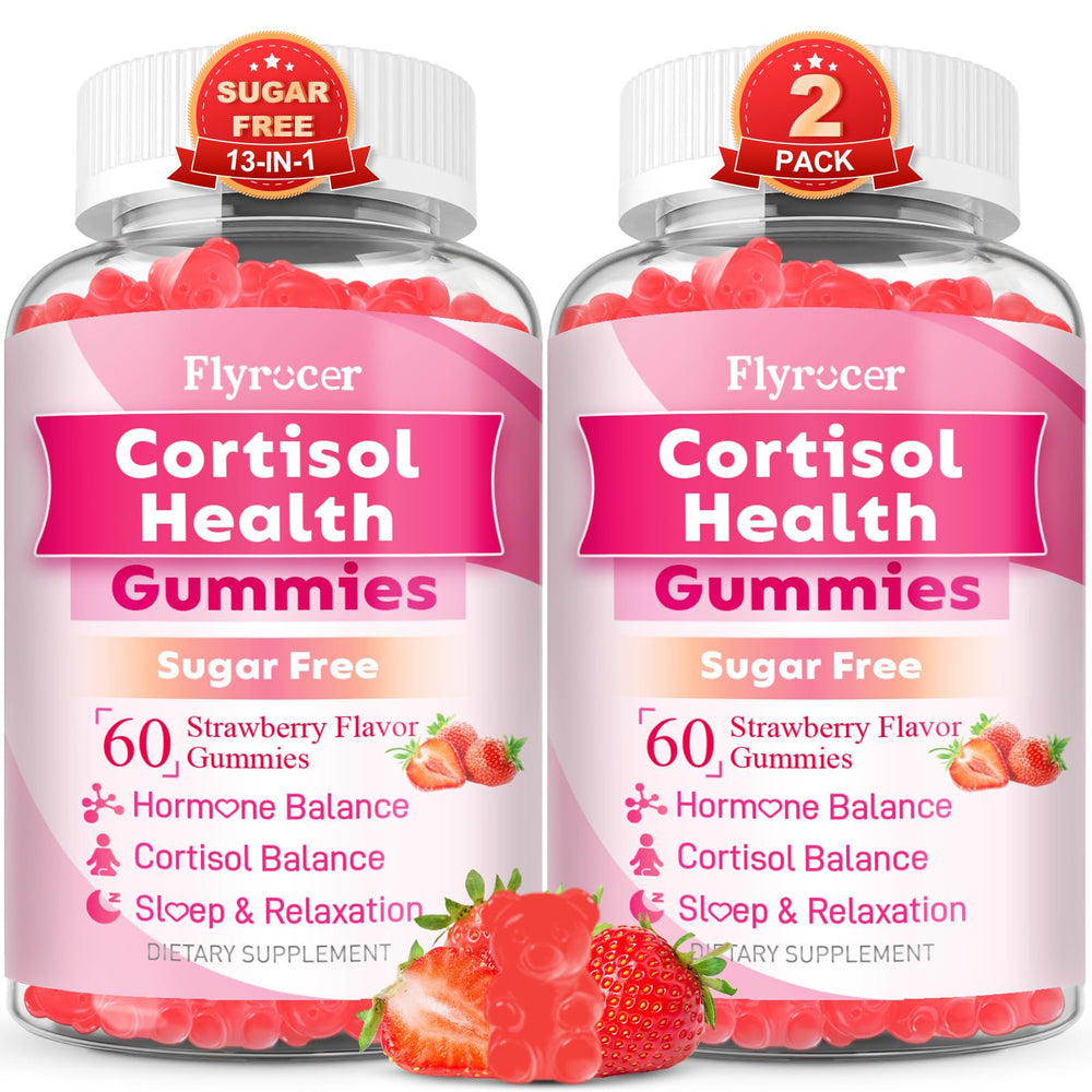 Flyrocer cortisol detox 2-pack bottle close-up, ideal for calmer mornings.