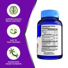 Focus Factor Kids chewables close-up texture emphasizes enjoyable berry chew.