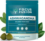 Focus Fusion Ashwagandha Gummies bottle for convenient daily use and calm energy.